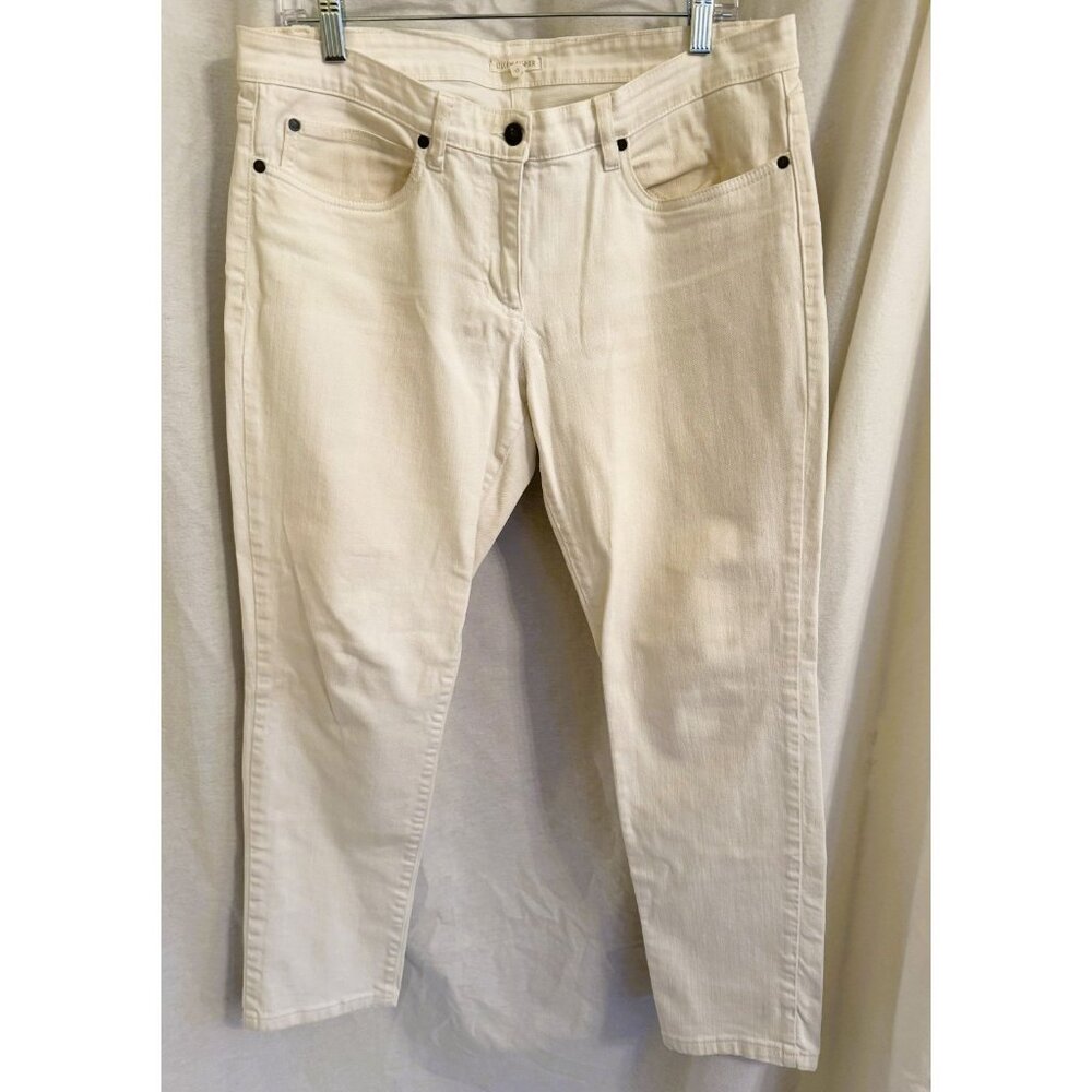 Eileen Fisher white denim straight leg jeans women’s size 12 mid rise